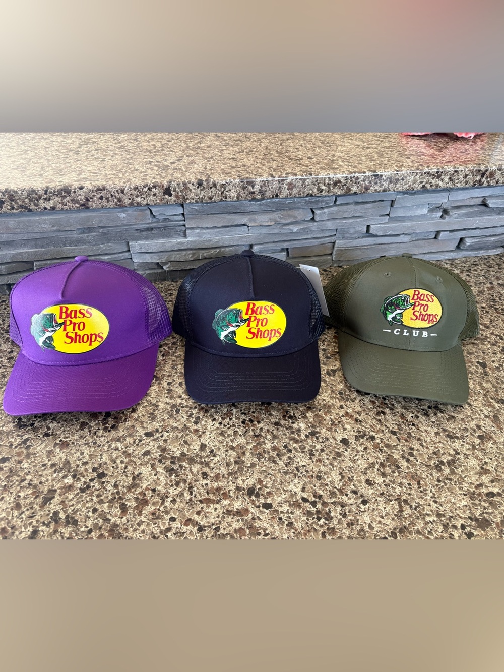 Bass Pro Shops Black Mesh Cap with Yellow Logo Patch
